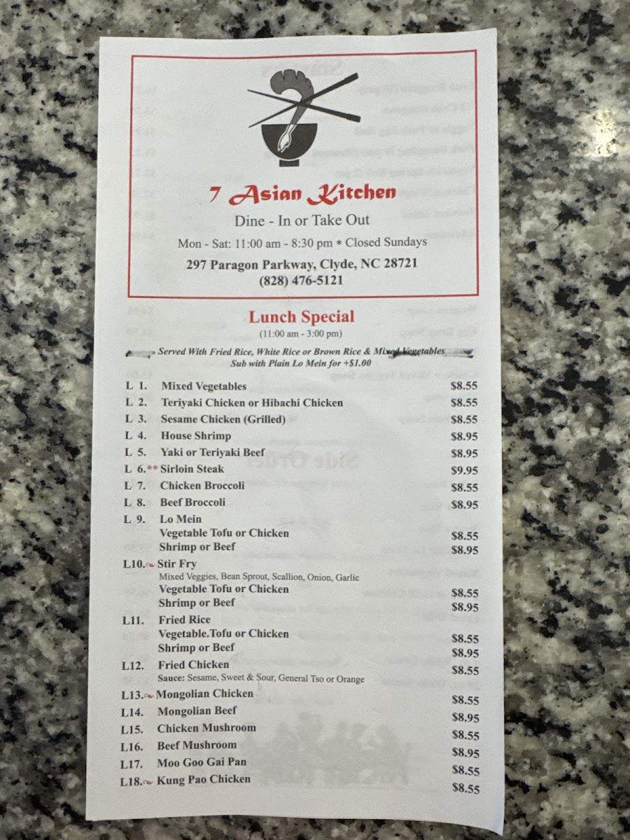 7 Asian Kitchen Menu - Image 4
